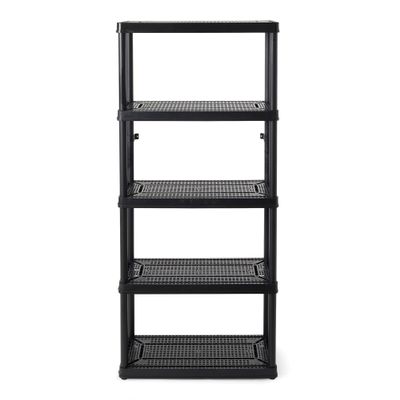 Gracious Living 5 Shelf Fixed Height Ventilated Medium Duty Storage Unit 14 x 32 x 72" Organizer System for Home, Garage, Basement, & Laundry, Black