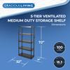Gracious Living 5 Shelf Fixed Height Ventilated Medium Duty Storage Unit 14 x 32 x 72" Organizer System for Home, Garage, Basement, & Laundry, Black view 3