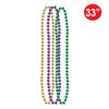 Beistle Mardi Gras Beaded Necklaces 12 Piece Party Favors, 33", Gold/Green/Purple view 3