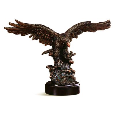 Aggressive Eagle Bronze Finish Sculpture with Base, 12.5 inches H