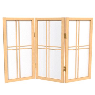 2 ft. Short Desktop Double Cross Shoji Screen - Natural - 3 Panels