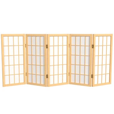 2 ft. Short Desktop Window Pane Shoji Screen - Natural - 5 Panels