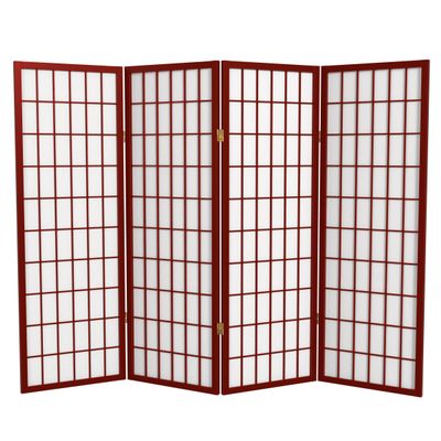 4 ft. Short Window Pane Shoji Screen - Rosewood - 4 Panels