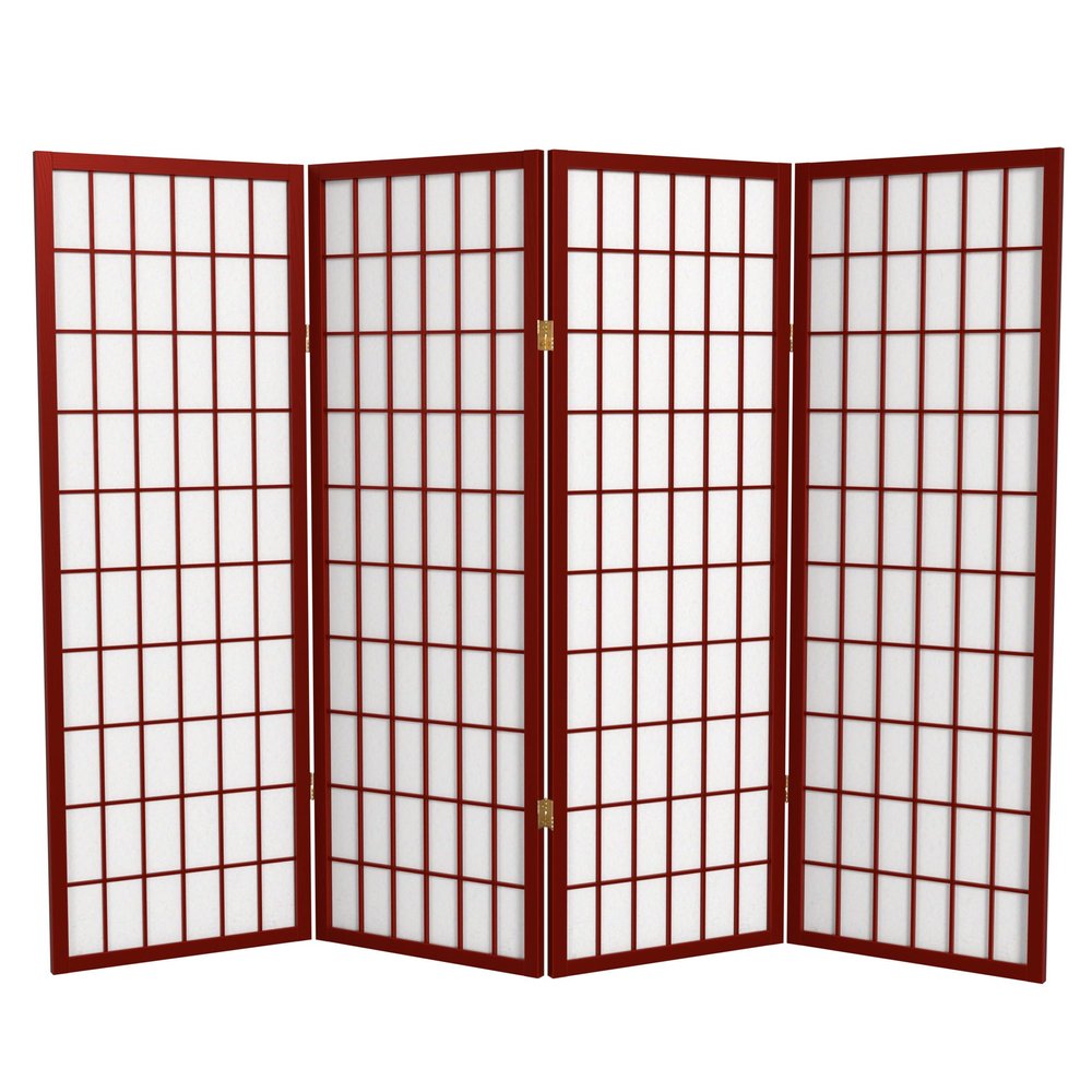 4 ft. Short Window Pane Shoji Screen - Rosewood - 4 Panels