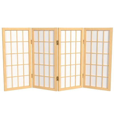2 ft. Short Desktop Window Pane Shoji Screen - Natural - 4 Panels