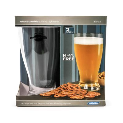 Camco 43891 22 oz Polycarbonate Pilsner Glass - 2 pack