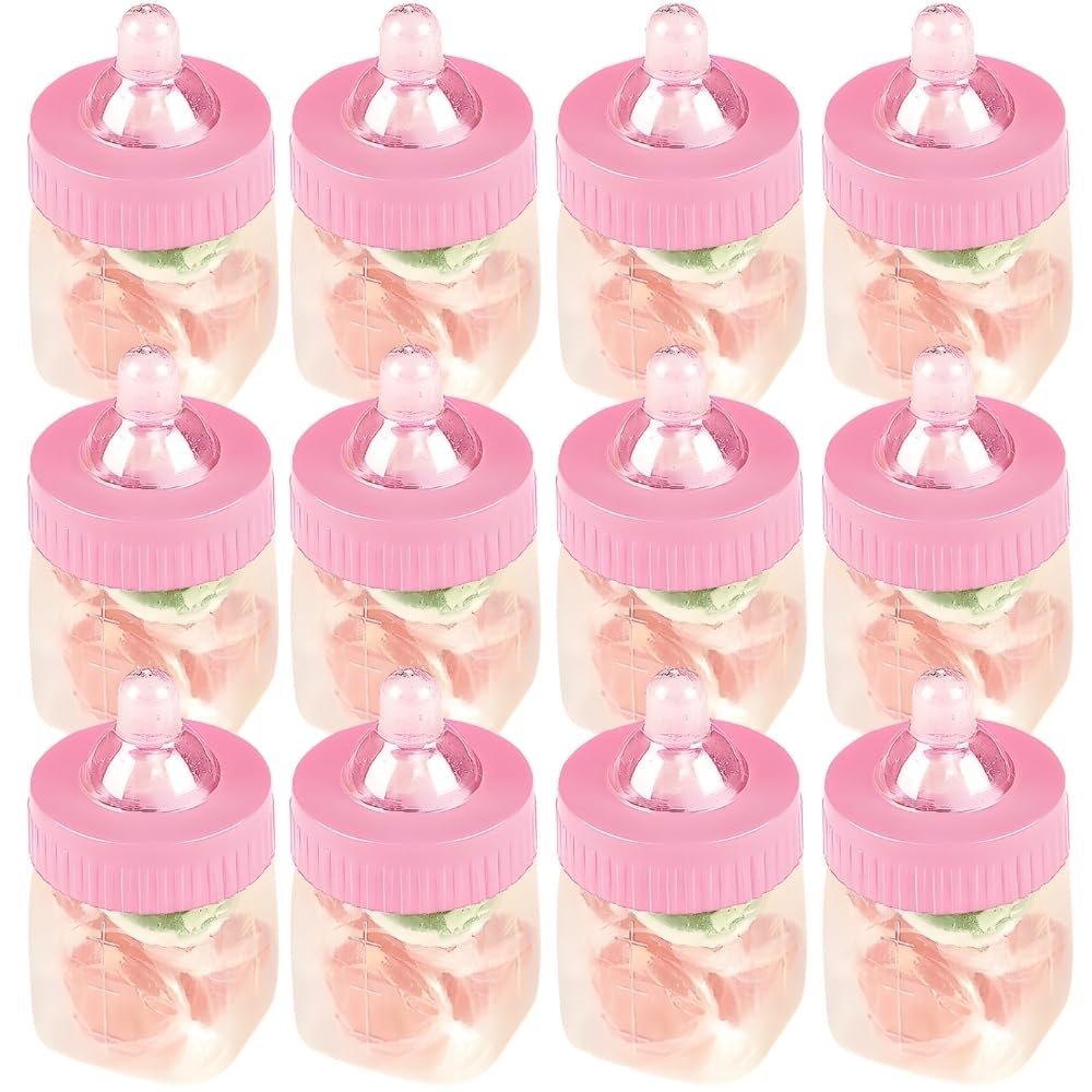 Fun Express Pink Baby Bottle Containers for Baby, 12 Pieces