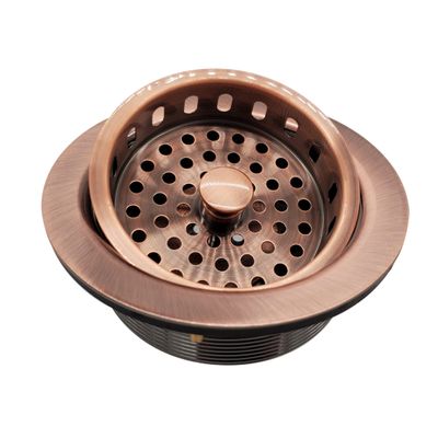 Westbrass D214-11 3-1/2" Post Style Large Kitchen Sink Basket Strainer, Antique Copper