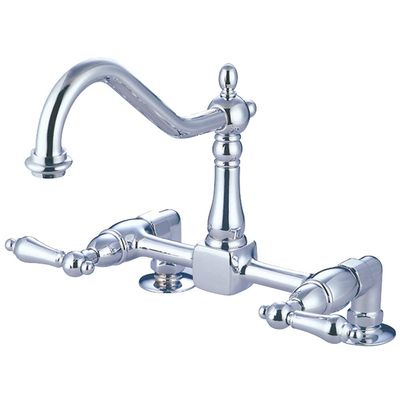 Kingston Brass KS1141AL Heritage Two-Handle Bridge Kitchen Faucet, Polished Chrome