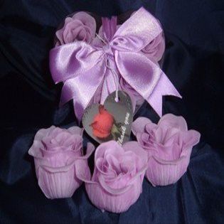 IGC Scented Rose Shaped Soaps in Heart Box - Lavender (Set of 72) with Satin Ribbon & Thank You Card - Wedding Favors
