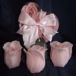 IGC Scented Rose Shaped Soaps in Heart Box - Pink (Set of 72) with Satin Ribbon & Thank You Card - Wedding Favors