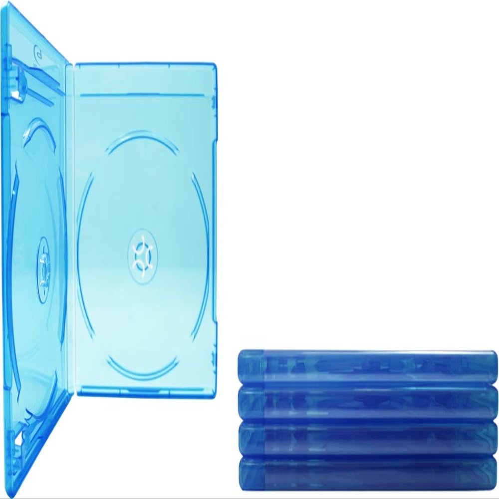 (5) Empty Standard DOUBLE Blue Replacement Boxes / Cases for Blu-Ray Disc Movies #BR2R12BL