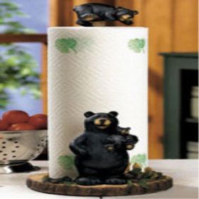 Lodge Black Bear Kitchen Paper Towel Holder Decor