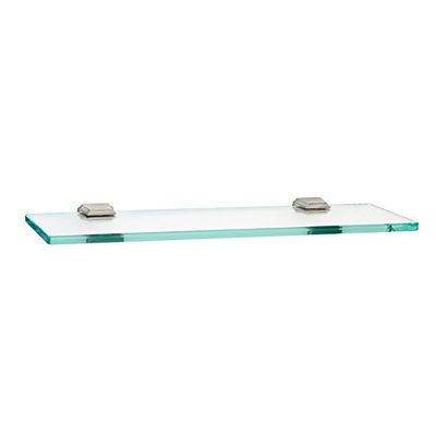 Alno A7950-18-SN Geometric Transitional Glass Shelf with Brackets, Satin Nickel