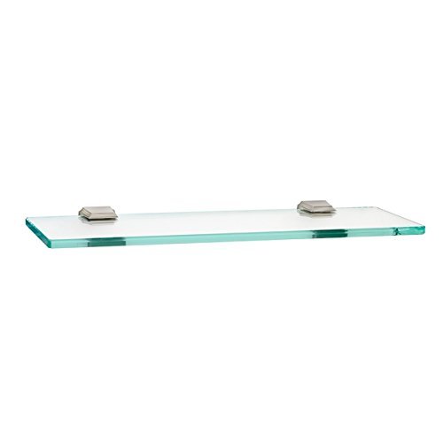 Alno A7950-18-SN Geometric Transitional Glass Shelf with Brackets, Satin Nickel