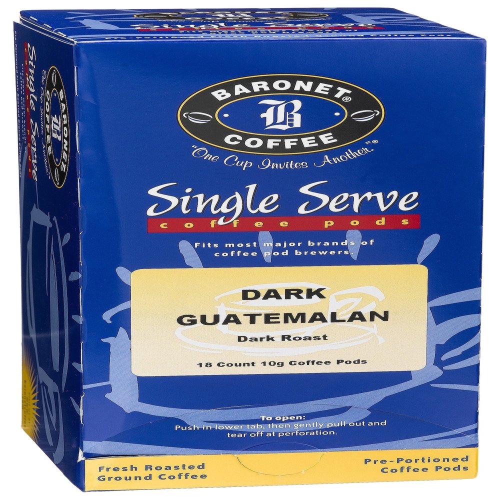 Baronet Coffee Guatemala Dark Coffee Pods, 18-Count Box (Pack of 3)