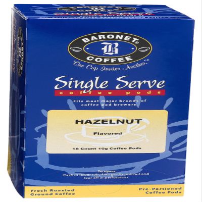 Baronet Coffee Hazelnut Coffee Pods, 18-Count Box (Pack of 3)