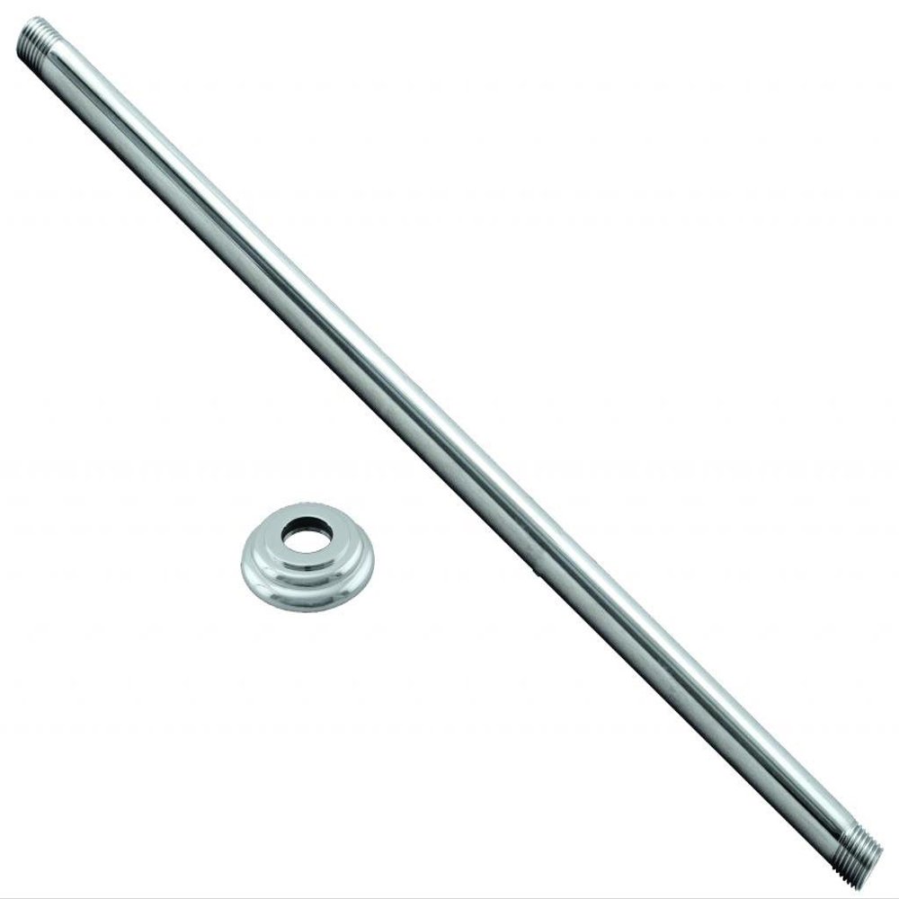 Westbrass 1/2" IPS x 24" Ceiling Mounted Shower Arm with Flange, Polished Chrome, D3624A-26