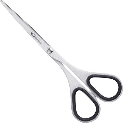 ALLEX Small Skinny Scissors for Office 5.5", All Purpose Slim & Thin Low Profile Scissors, Made in JAPAN, All Metal Sharp Japanese Stainless Steel Blade with Non-Slip Soft Ring, Black