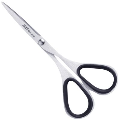 ALLEX Mini Skinny Scissors for Office 3.9", All Purpose Slim & Thin Low Profile Scissors, Made in JAPAN, All Metal Sharp Japanese Stainless Steel Blade with Non-Slip Soft Ring, Black