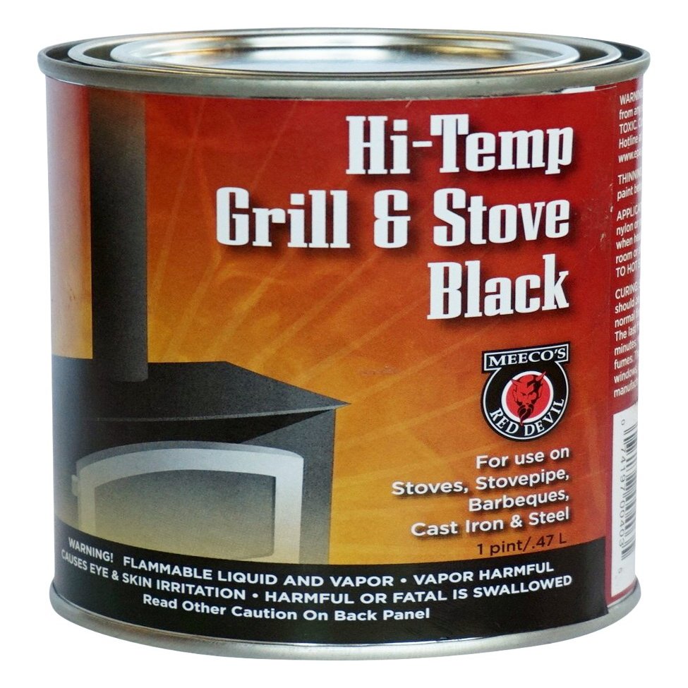 Meeco's Red Devil 403 Brush-On Black Heat-Resistant Silicone Coating for High-Temperature Grills & Stoves (16 fl oz, Black) - Made in The USA