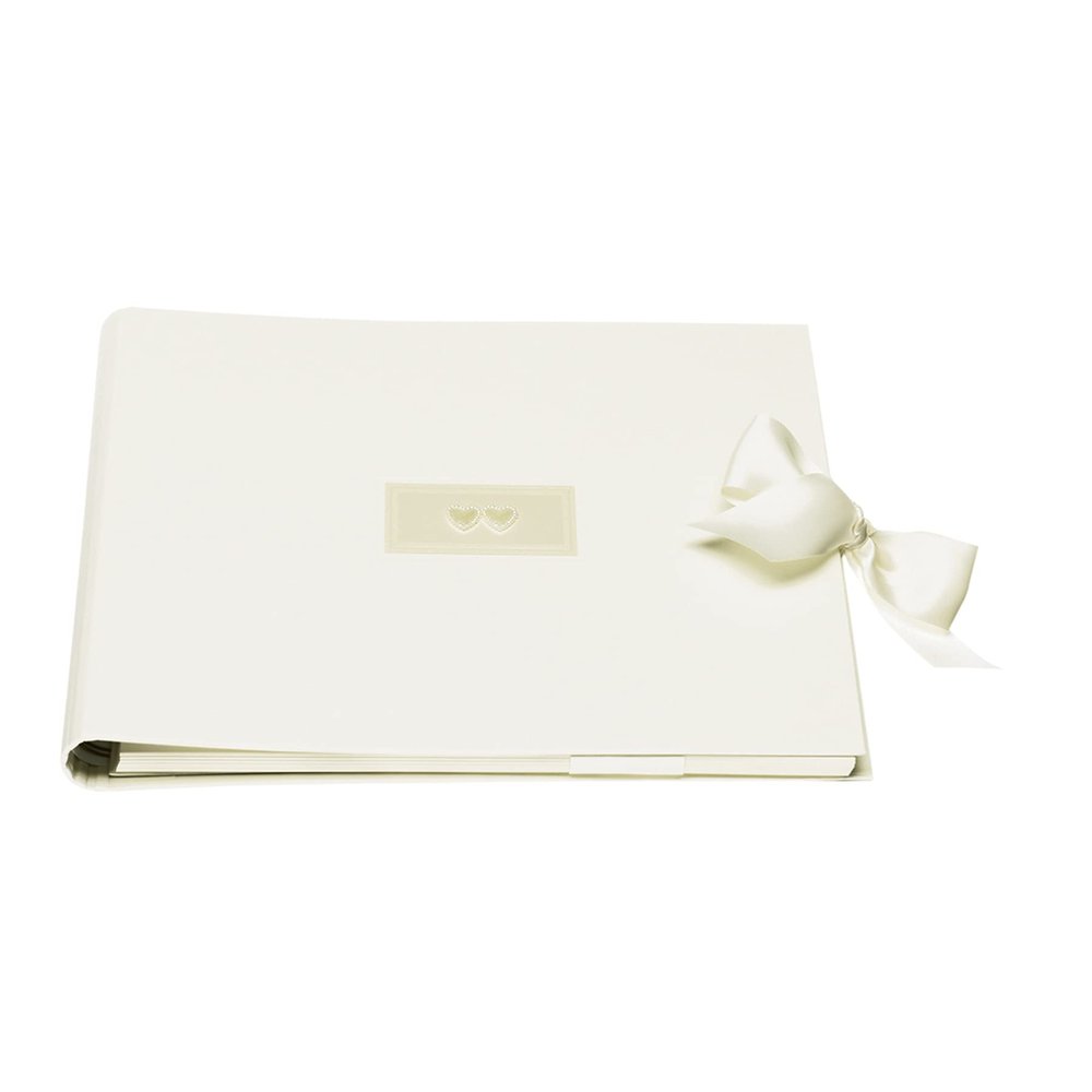 Rssler Papier 1877822007 Guest/Photo Album with Spiral Spine 60x Pages Two Hearts Size: 24 x 29 cm White