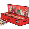 HOLDN STORAGE Premium Wrapping Paper Storage Container - Durable 600D Tear-Proof, Fits 27 Rolls Gift Wrap, Extra Pockets for Ribbons & Bows, Underbed Storage - Ideal for Holiday Christmas, Red view 1