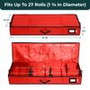 HOLDN STORAGE Premium Wrapping Paper Storage Container - Durable 600D Tear-Proof, Fits 27 Rolls Gift Wrap, Extra Pockets for Ribbons & Bows, Underbed Storage - Ideal for Holiday Christmas, Red view 3