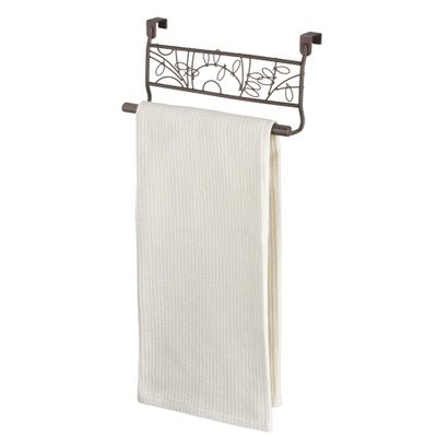 iDesign Twigz Metal Over the Cabinet Dish and Hand Towel Bar Holder for Kitchen, Bathroom, 5.6" x 2.4" x 9.7", Bronze