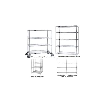 Quantum Storage Systems AD74-1242C Add-On Kit for 74" High 4-Tier Wire Shelving Unit, Chrome Finish, 12" Width x 42" Length x 74" Height