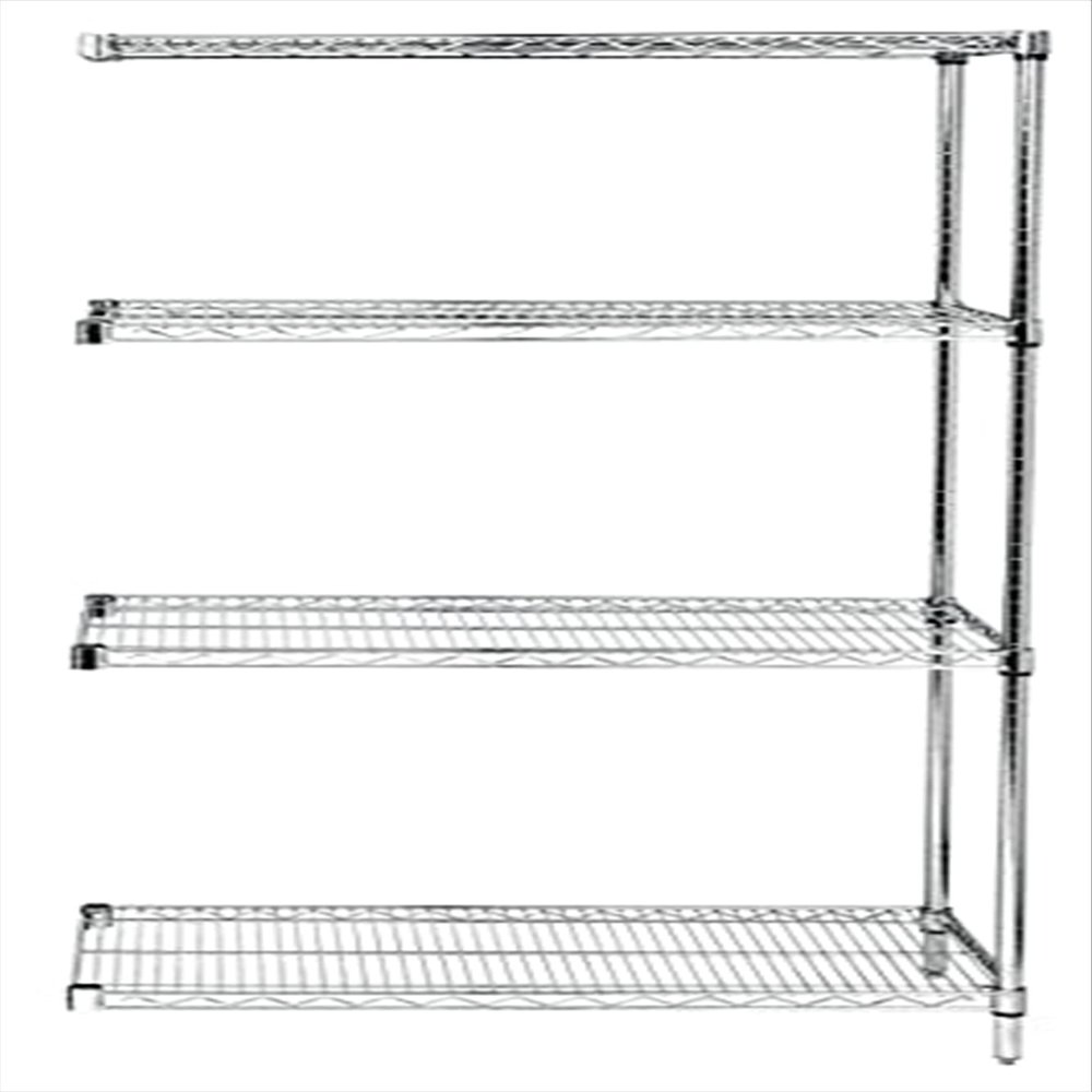 Quantum Storage Systems AD63-2136C Add-On Kit for 63" High 4-Tier Wire Shelving Unit, Chrome Finish, 21" Width x 36" Length x 63" Height