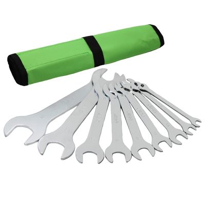 GRIP 9 pc Super Thin Open End Wrench Set Metric - 1/8" Thickness - Sizes 8 x 9mm, 10 x 11mm, 12 x 13mm, 14 x 15mm, 16x 17mm, 18 x 19mm, 20 x 21mm, 24 x 27mm, 30 x 32mm - Roll Up Storage Pouch