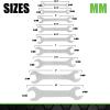 GRIP 9 pc Super Thin Open End Wrench Set Metric - 1/8" Thickness - Sizes 8 x 9mm, 10 x 11mm, 12 x 13mm, 14 x 15mm, 16x 17mm, 18 x 19mm, 20 x 21mm, 24 x 27mm, 30 x 32mm - Roll Up Storage Pouch view 2