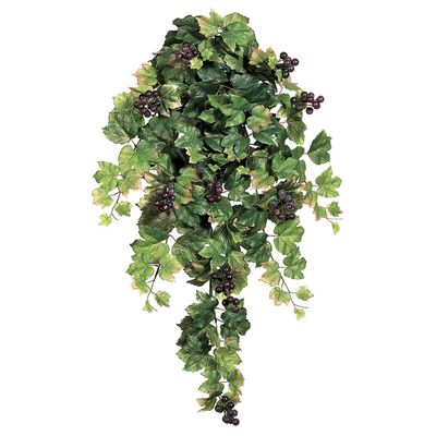 30" Grape Leaf Hanging Bush x9 w/Grapes Green (Pack of 6)