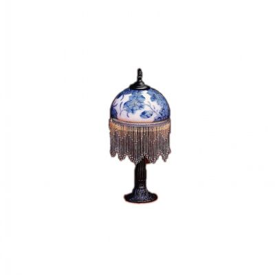 HAND PAINTED FLORAL LAMP 8"D Blue Flower Lamp 19 1/2"H