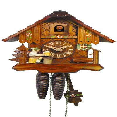August Schwer Cuckoo Clock Black Forest House, Beer Drinker
