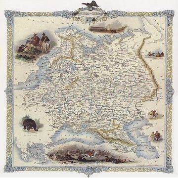 1800's RUSSIA AND EUROPE MOSCOW SIBERIA MAP 20" X 30" VINTAGE POSTER REPRO