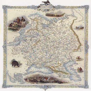 1800's RUSSIA AND EUROPE MOSCOW SIBERIA MAP 20" X 30" VINTAGE POSTER REPRO