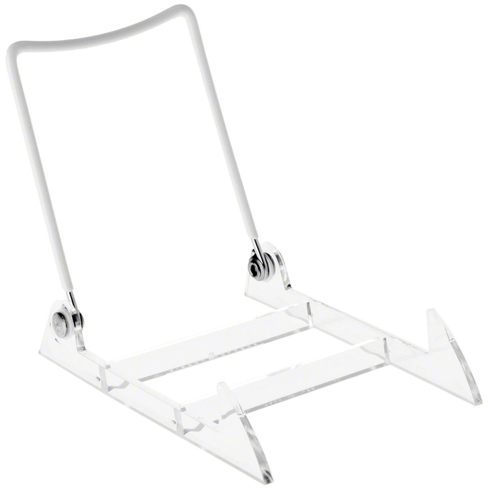 GIBSON HOLDERS 2PL Adjustable White Wire and Clear Acrylic Display Easel, 3.875" W x 5.375" D x 4.75" H