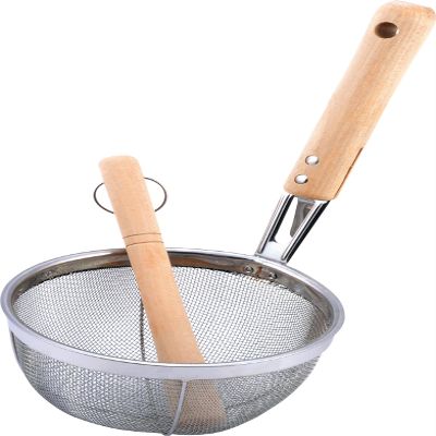18-8 Wooden Handle Miso Strainer (with Strainer) Large (123)