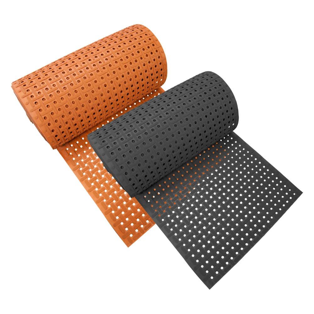 Rubber-Cal "Paw-Grip" 100% Nitrile Non-Slip Rubber Matting, 3/8" x 34" x 60" , Red