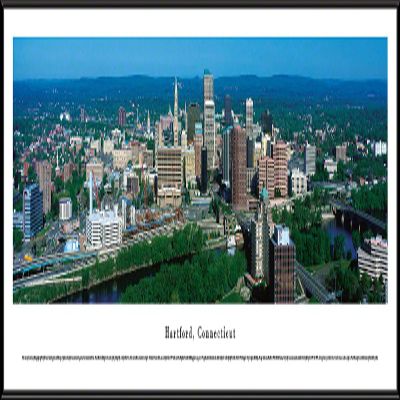 Hartford, Connecticut - Blakeway Panoramas Skyline Posters with Standard Frame
