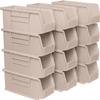 Akro-Mils 30224 AkroBins Plastic Storage Bins, Space-Saving Stackable Bins for Garage, Pantry, Craft Organization, 11" L x 4" W x 4" H, Stone, 12-Pack view 1
