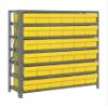 Quantum 2439-603YL Heavy Duty Shelving Unit with (7) Shelves and (36) QED603 Yellow Bins for Industrial Warehouse Storage Distribution | 400 lbs Capacity | 24"D x 36"L x 39"H, Galvanized Carbon Steel view 1