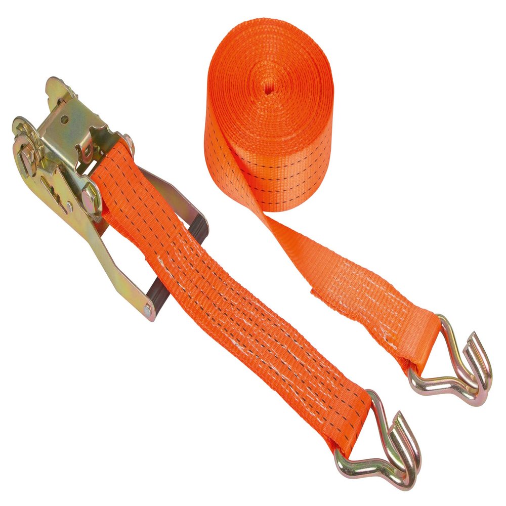 KERBL 2-Piece Ratchet Strap Tie-Downs, 15m x 50mm, Orange, 4000kg Traction Force, Compatible with Truck, Van, RV