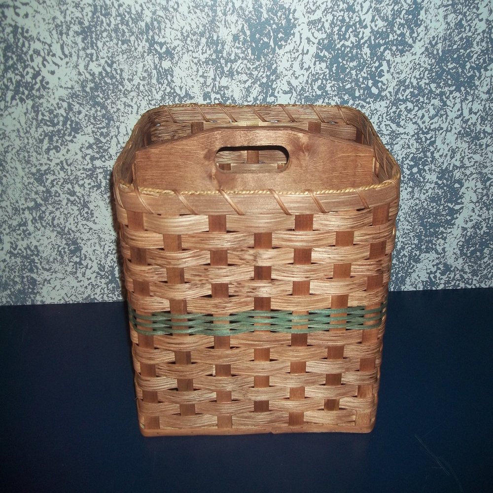 Amish Country Handwoven Magazine Basket with Solid Wood Handled Divider. This Handmade Basket Is Yet Another Unique Product for the Country Home Decor. This Amish Basket Is a Nice One to Fill with Goodies and Give As a Gift Basket. You Would Be Givin