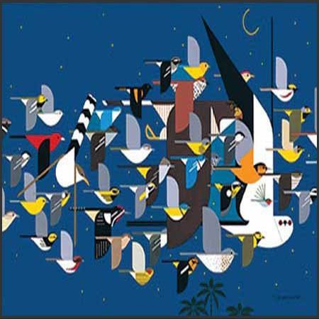 Charley Harper Mystery of the Missing Migrants Lithograph