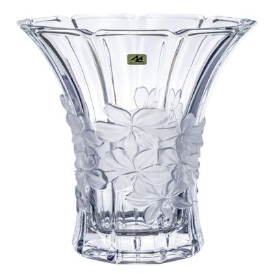 Aderia F-70400 Glass Vase, Large, Clear, Diameter 6.7 x Height 10.6 inches (17 x 27 cm), Orchid Pattern, Crystal, Made in Japan,