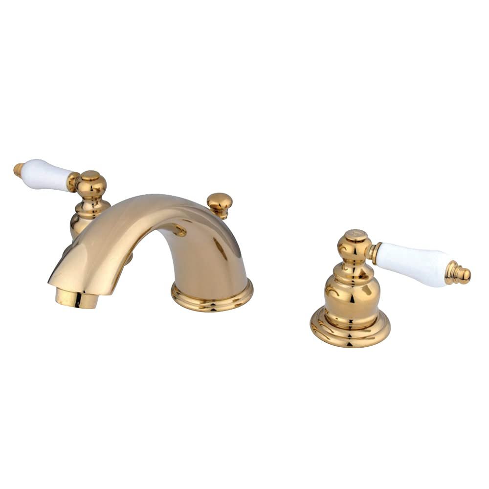 Kingston Brass KB962PL Widespread Lavatory Faucet, Polished Brass, 8-Inch Adjustable Center