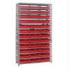 Quantum Storage Systems 1275-109RD Steel Shelving Unit with 4" Shelf Bins, 12" D x 36" W x 75" H, Red view 1